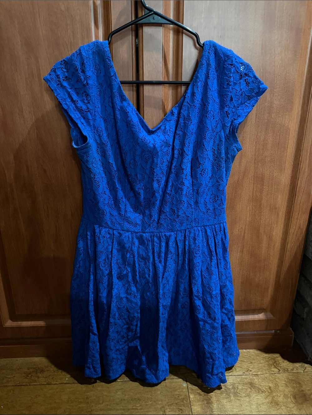 B Darlin Royal Blue Lace V-Neck Mini Dress